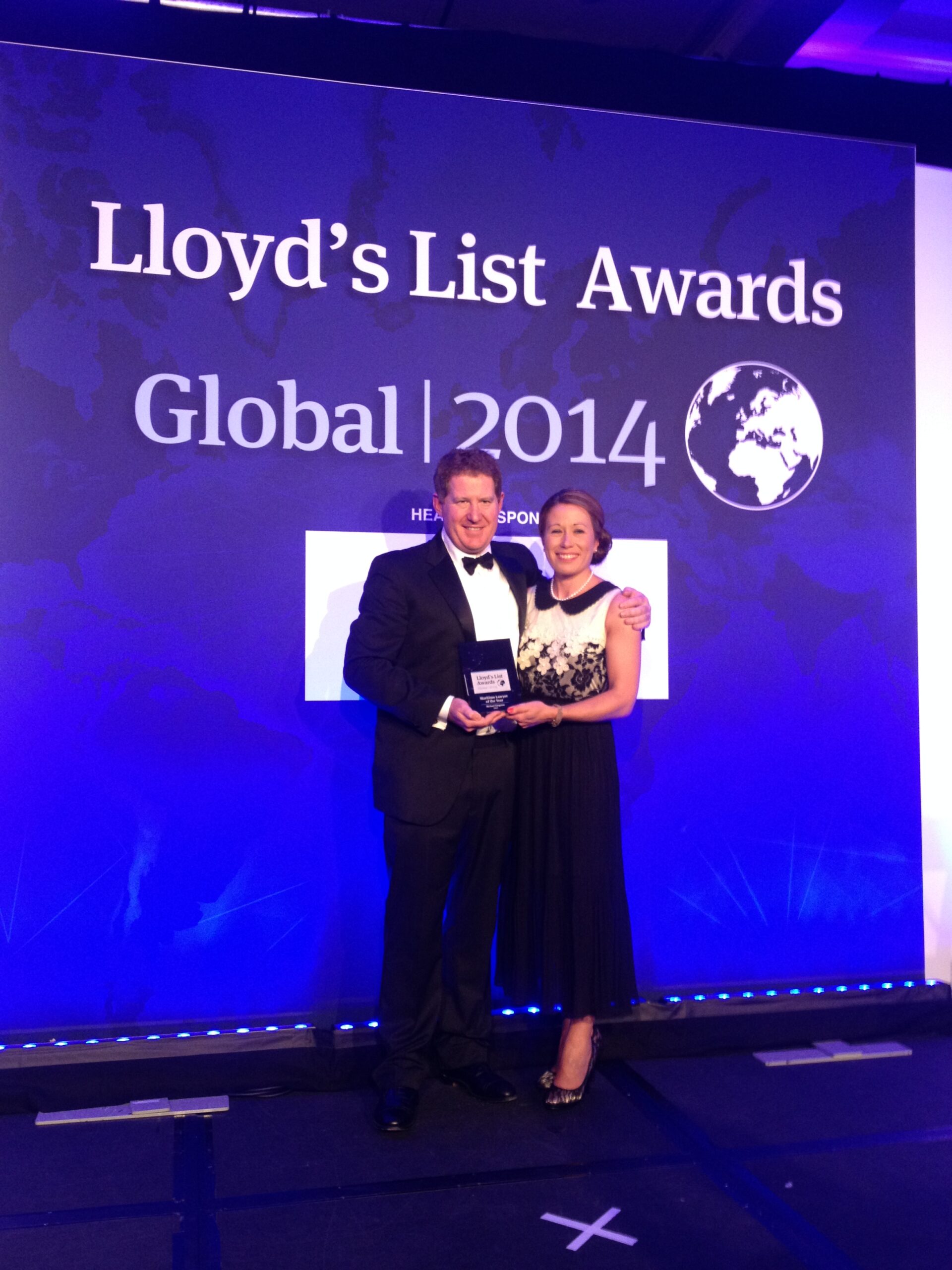 Winning the Lloyd's List Maritime Lawyer of the year award, London 2014
